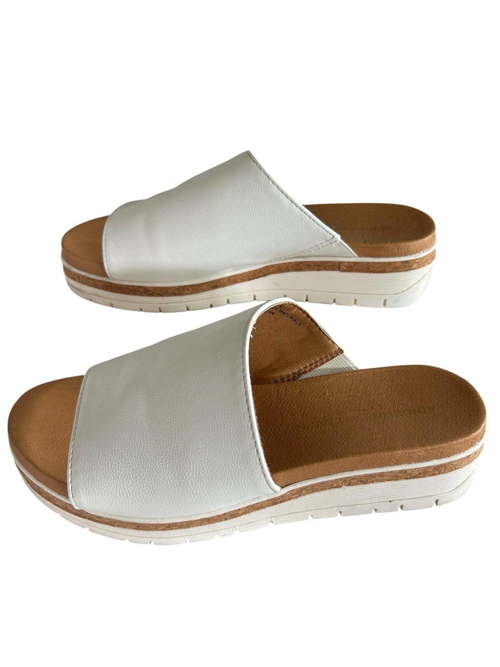 Adrienne Vittadini Provence White Wide Band Slide Platform Sandals Size 6.5